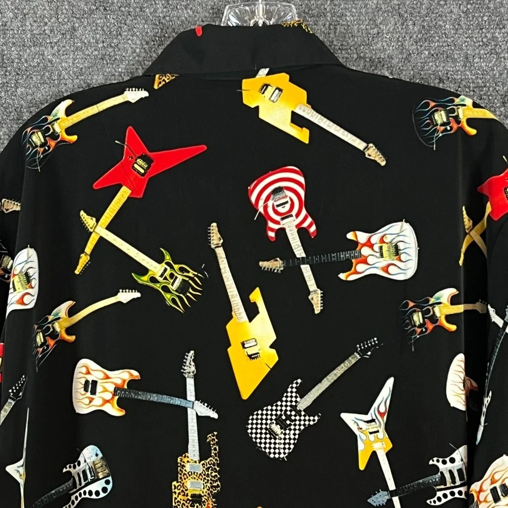 Mens VTG Dragonfly Clothing Co. Hard Rock St Thomas AOP Guitar Camp Shirt Size M - Picture 9 of 13